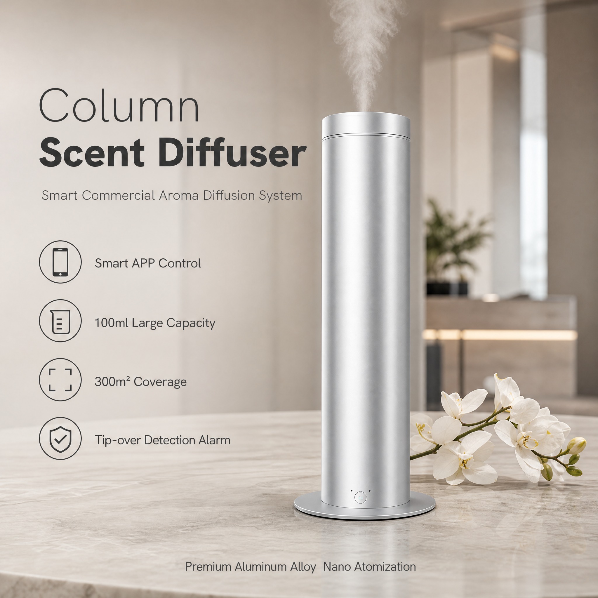 Cold Air Diffuser Nebulizer - Penyebar Aroma Komersial Model Kolom 100ml,